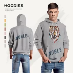 Custom Logo 3D printed skull loose gray men's hoodie running youth hoodies with print men's hoodies & sweatshirts wholesale